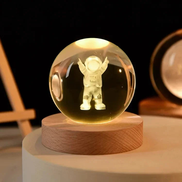 Projector 3D Night Lights Crystal Ball Music Box Customized Heart Rotate Animation Figure