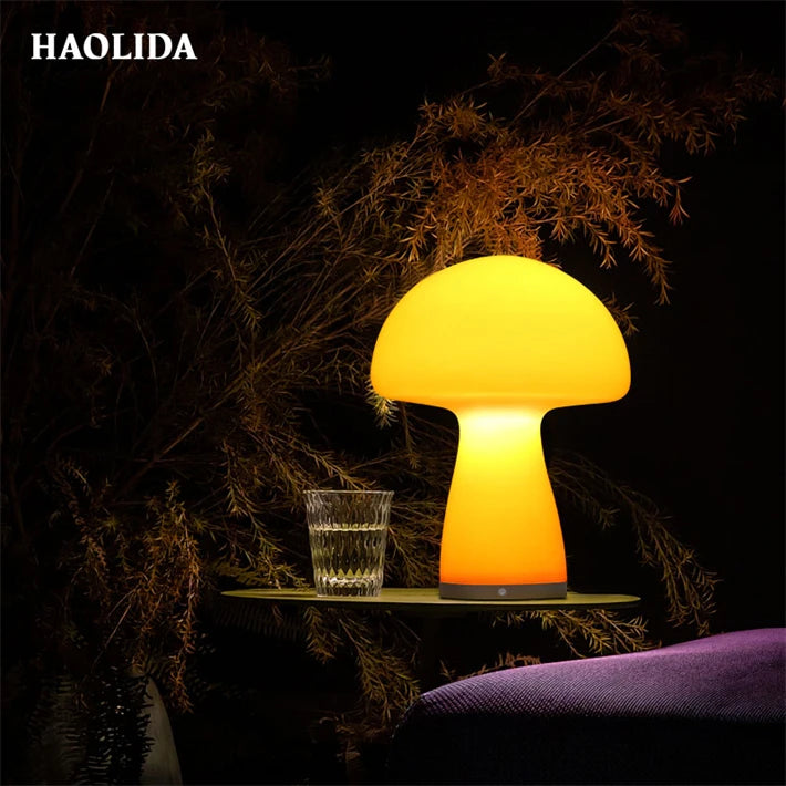 Nordic Style Mushroom Table Lamp Led Touch Atmosphere Retro Glass Living Room Bedroom