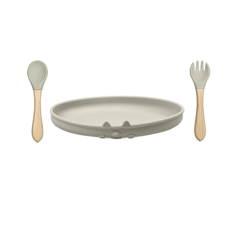 Food Grade Silicone Baby Feeding Set With Cup Bowl Plate Bib Spoon and Fork Easy Clean