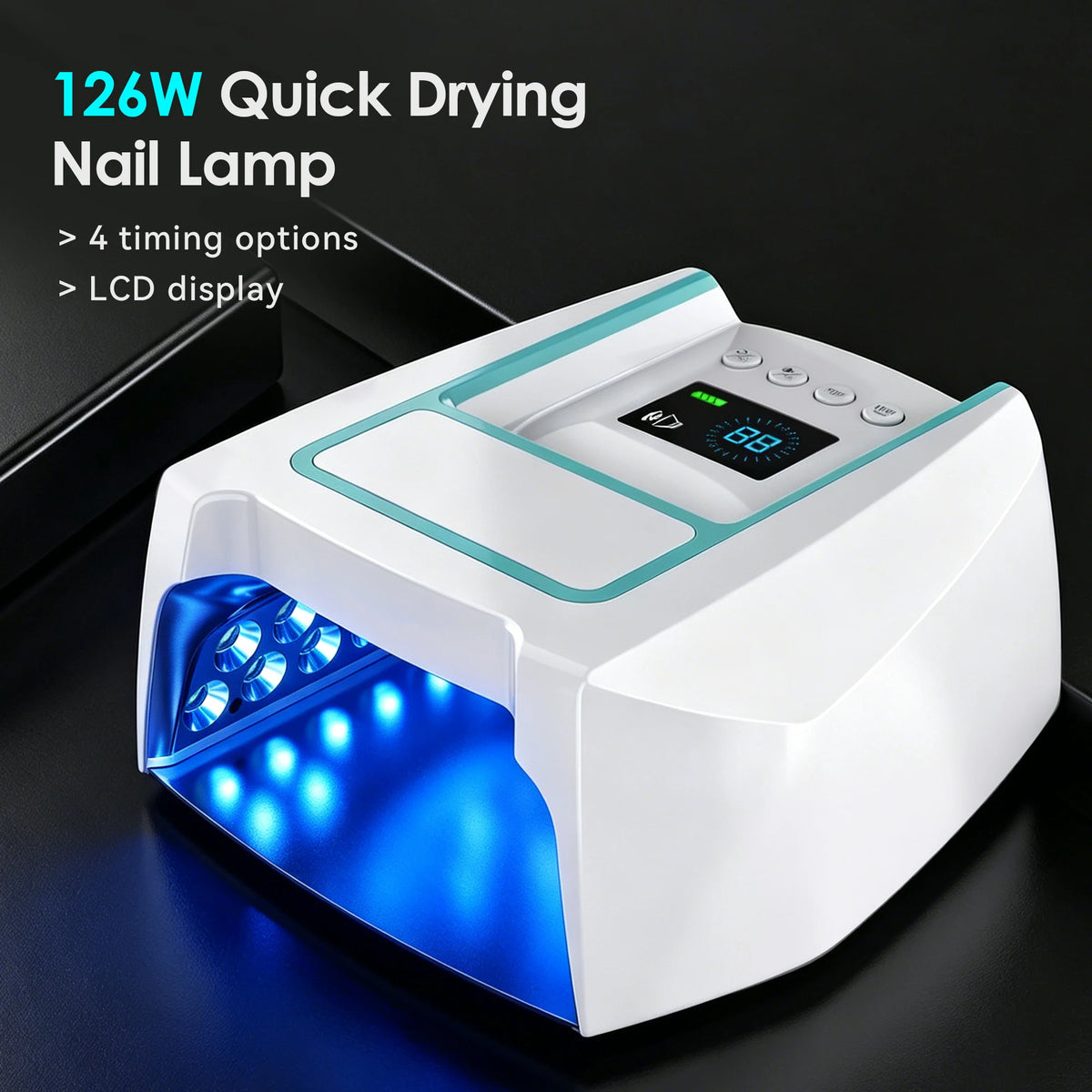 UV Light for Nails 126W Rechargeable Nail Lamp LED Nail Lamp with 4 Timer Modes