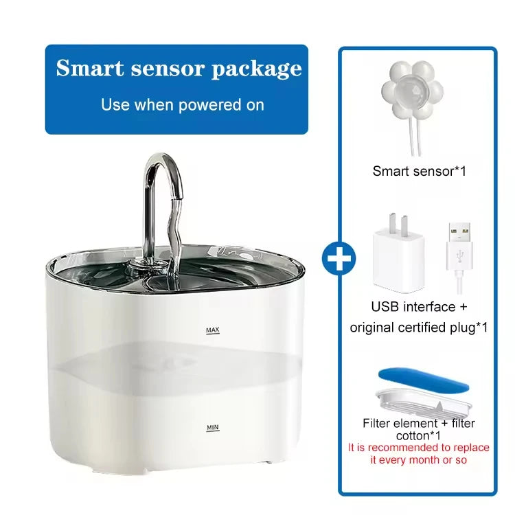 Stainless Steel Automatic Detachable Rounded Pet Water Fountain for Dogs and Cats 2.2L