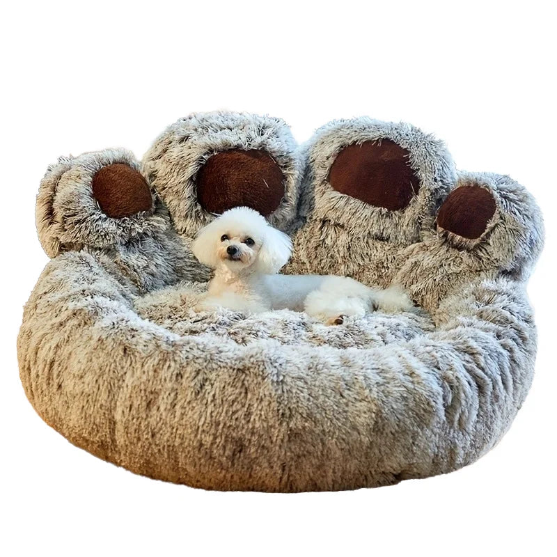 Large Eco-Friendly Faux Fur Donut Dog Bed Modern Soft Customized Calming Fluffy Plush