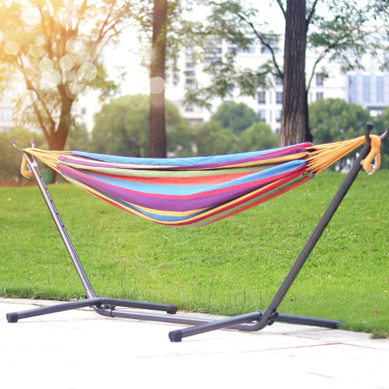 Outdoor Garden Camping Hammock Swing Chair Double Hammock with Steel Stand and Carrying