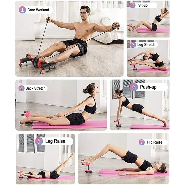 Unisex EVA Abdominal Wheel Exercise Roller for Home Use with Kneeling Pad-Durable