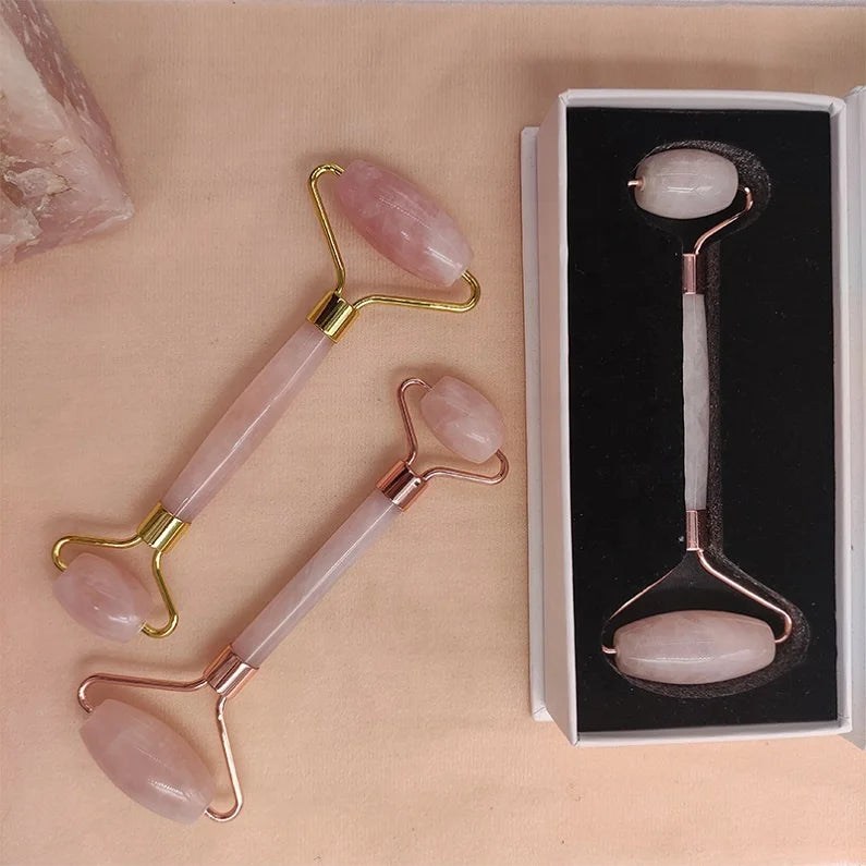 2 in 1 Natural Green Xiuyan Stone Anting Aging Face Massage Jade Roller Gua Sha Set