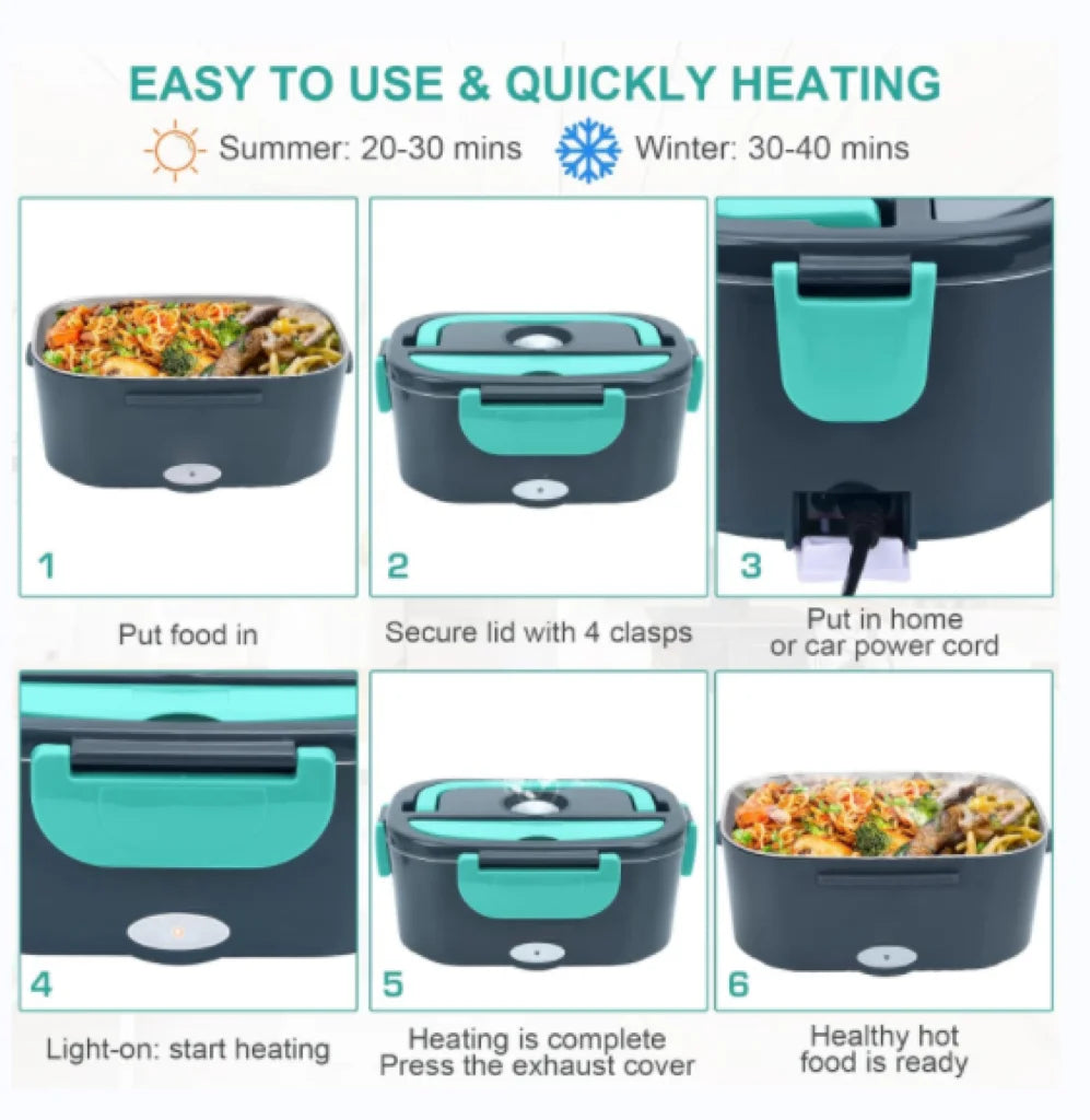 Stainless Steel Heating Self Lunch Box Portable Food Warmer Container Electric Lunch Box