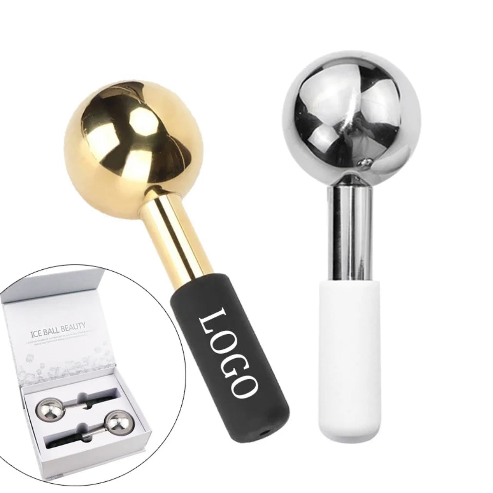 Custom Package 360 Degree Rotating Facial Ice Globes Cold Massage Ball Stainless Steel