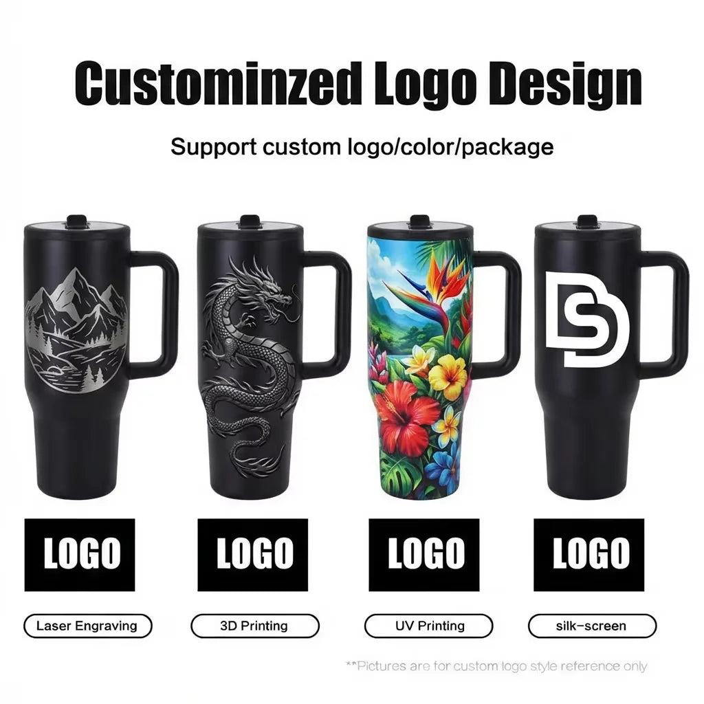 40 Oz New Simple Leak Proof Travel Tumbler With Handle and Straw Lid Vacuum Mug