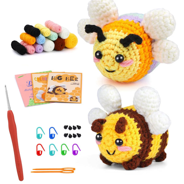 DIY Knitting Kit Customizable Embroidery Flower Animal Crochet Set Beginner Adults Yarn