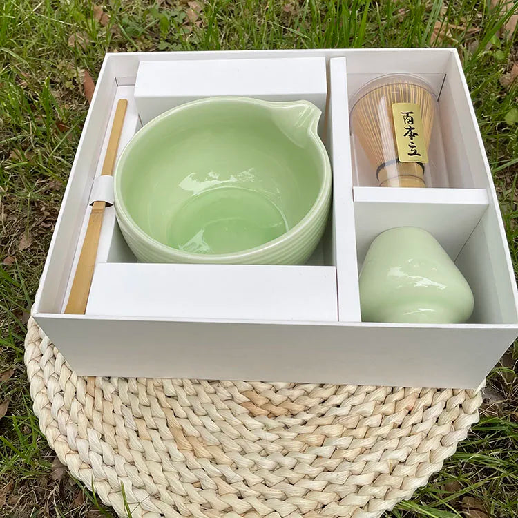 Custom Premium Japanese Traditional Professional Bamboo Matcha Whisk Tea Set Ceremonial