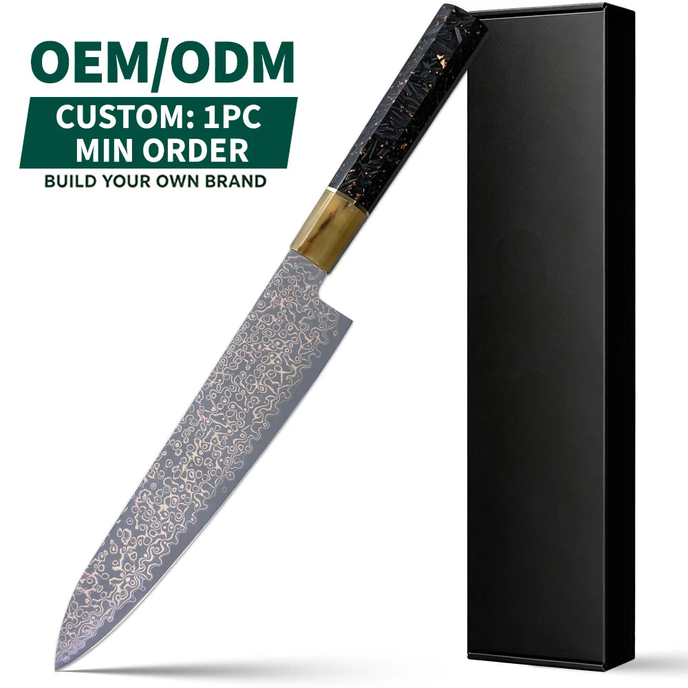 Professional Japanese Damascus Chef Knife 10Cr15MoV Custom Kitchen Knives 33 Layer Tri