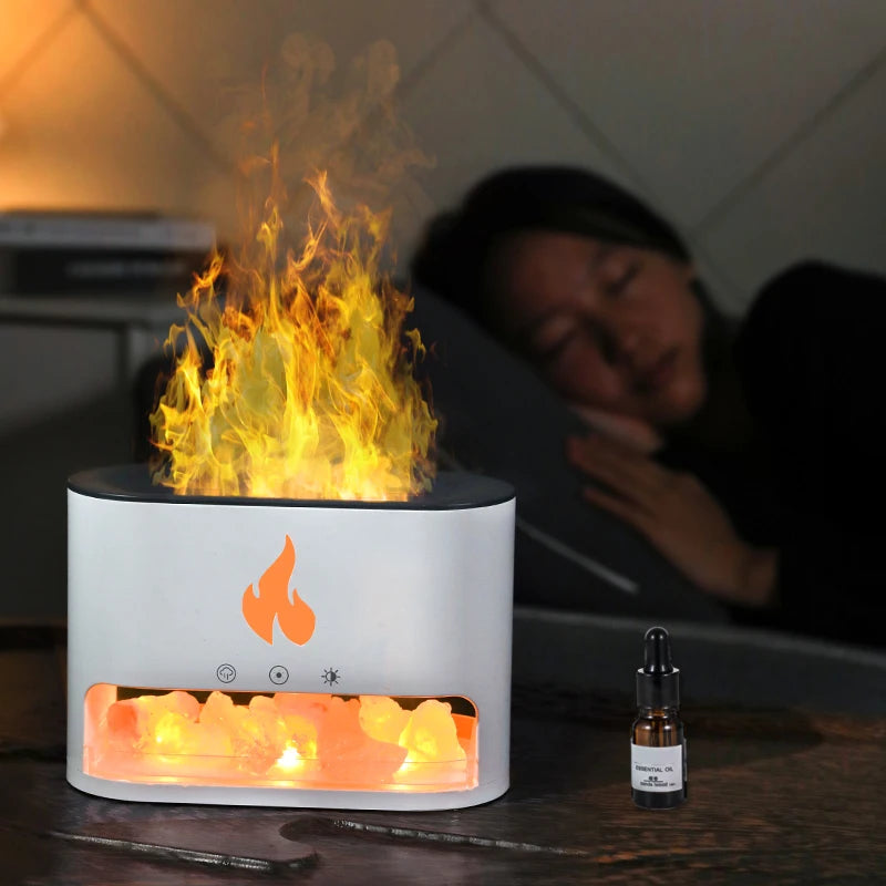 USB Volcano 3D Flame Humidifier Blue Fire Salt Stone Flame Aroma Diffuser Humidifier