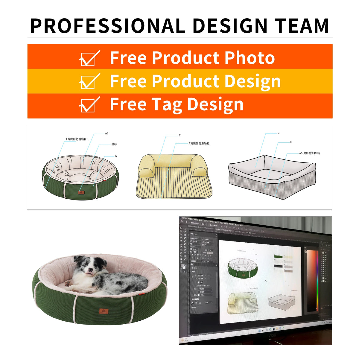 Custom Soft Washable Comfortable Round Donut Eco Friendly Luxury Solid Modern Cat Dog Bed