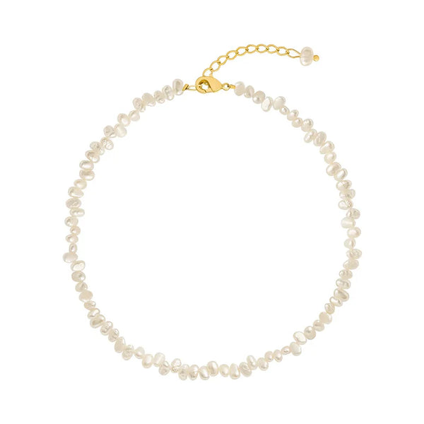 Elegant 18k Gold Plated Stainless Steel Chain Baroque Small Rice Grain Irregular Shaped
