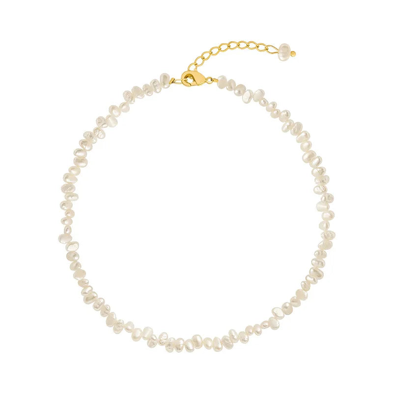 Elegant 18k Gold Plated Stainless Steel Chain Baroque Small Rice Grain Irregular Shaped