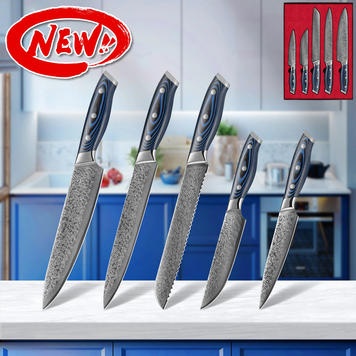 10% Off Vg10 67 Layers Kitchen Knives Professional Damascus Chef Knife Set With Magnetic