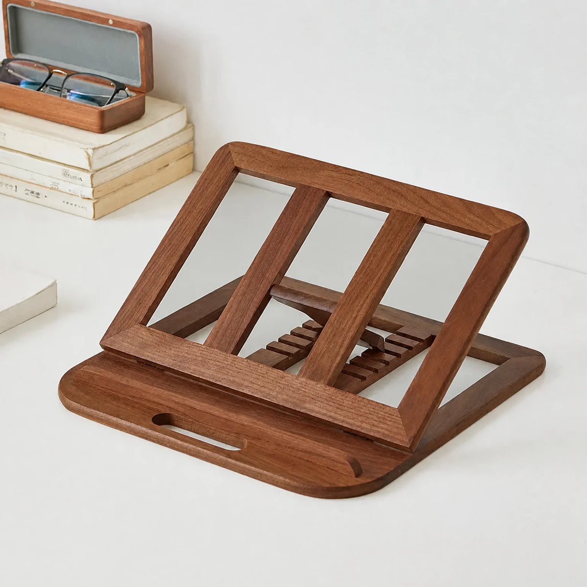 Wooden Adjustable Laptop Stand with Cooling Foldable Desk Holder for Students, Reading