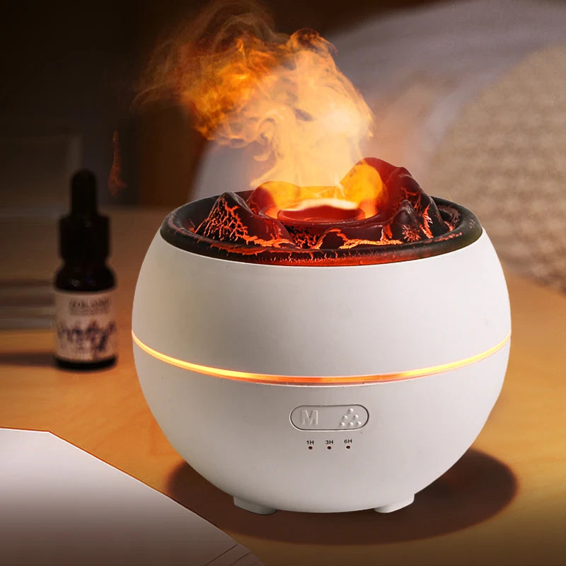Volcano Flame Aroma Diffuser Simulation Fire Ultrasonic Cool Mist Humidifier USB Colorful