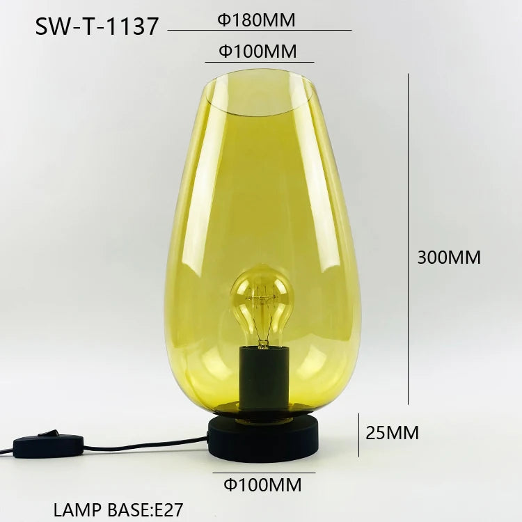 Led Bed Side Bedroom Modern Round Table Lamp Mushroom Lamp Glass Table Lamp