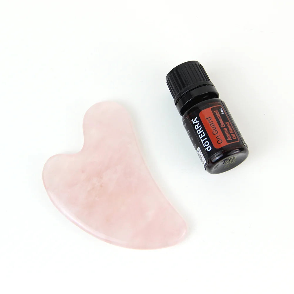 Rose Quartz Pink Jade Roller Gua Sha Back Application Set Face Neck Massager Infrared