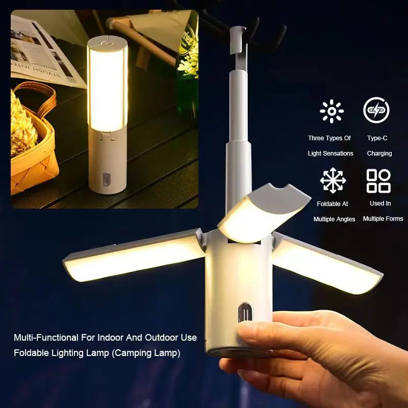 USB Rechargeable Lithium Battery Foldable Camping Lantern LED Tent Light IP55 Waterproof