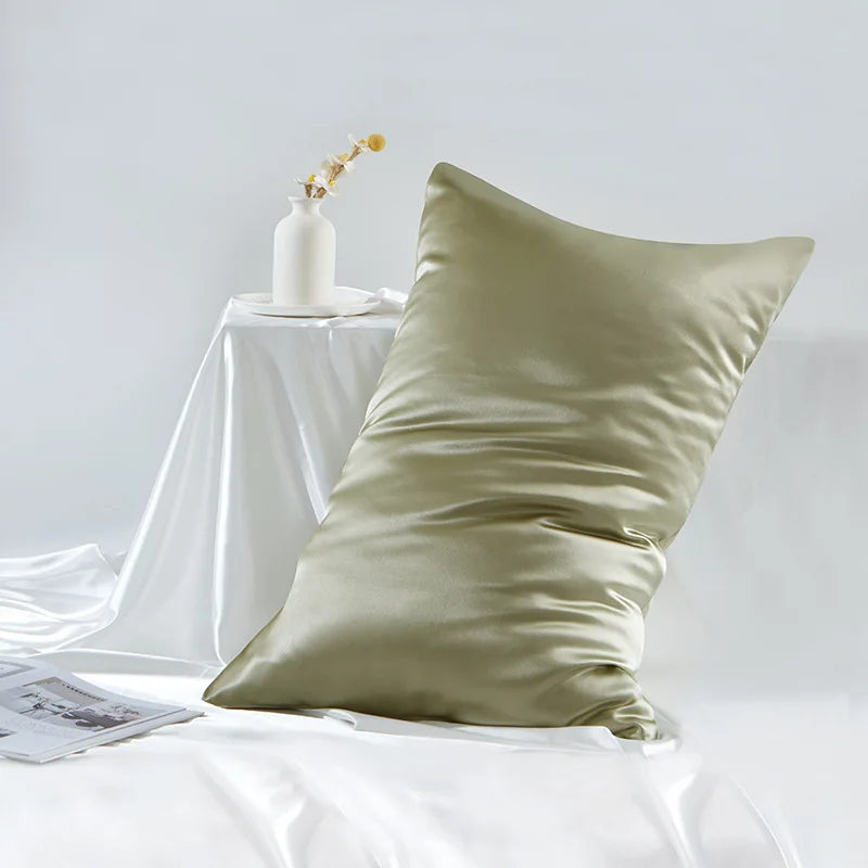 Double-Sided Satin Weave 100% Mulberry Silk Zippered Pillowcase 19 Momme for Bed Pillows