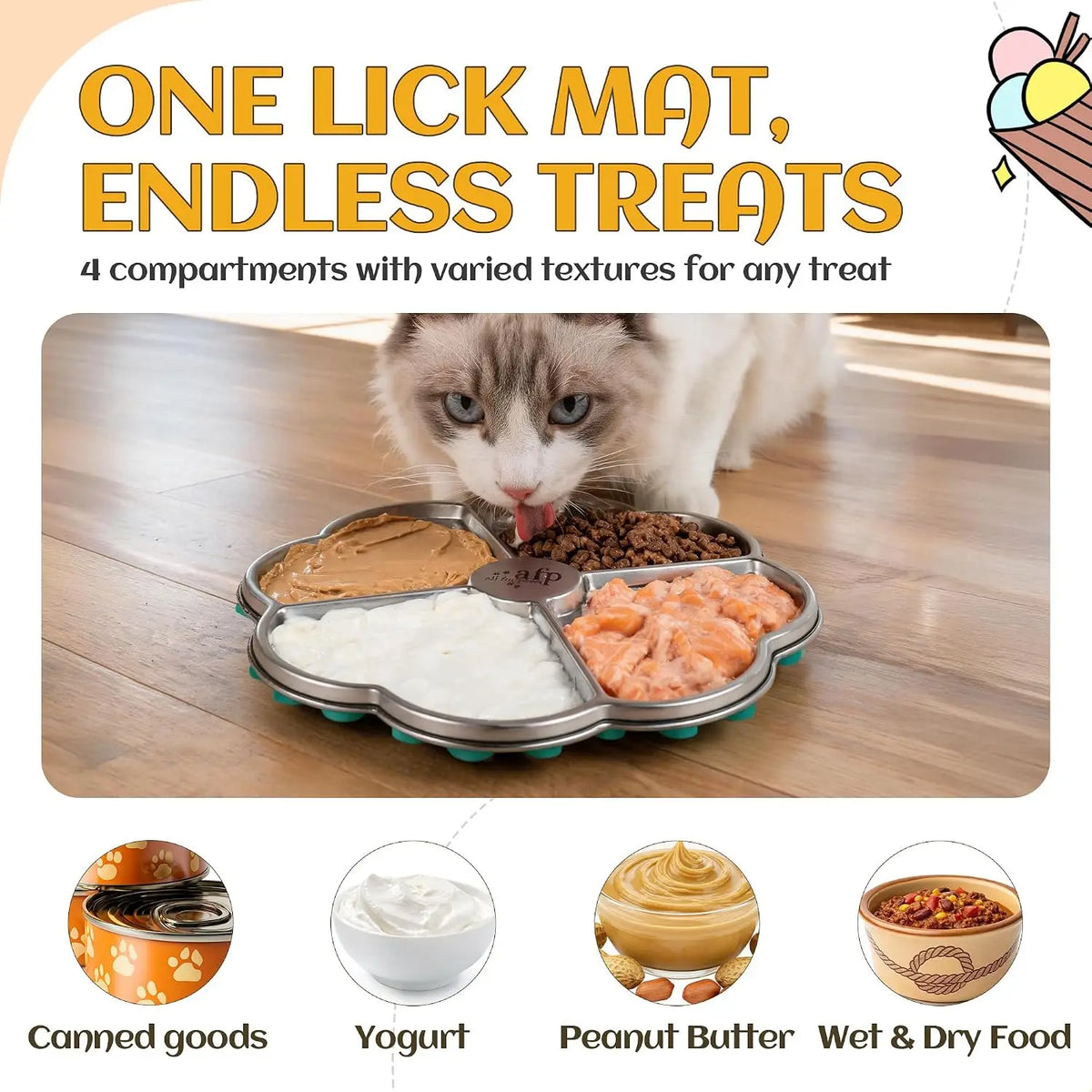 Stainless Steel Dog Lick Mat with Suction Cups, Chew-Proof and Non-Slip