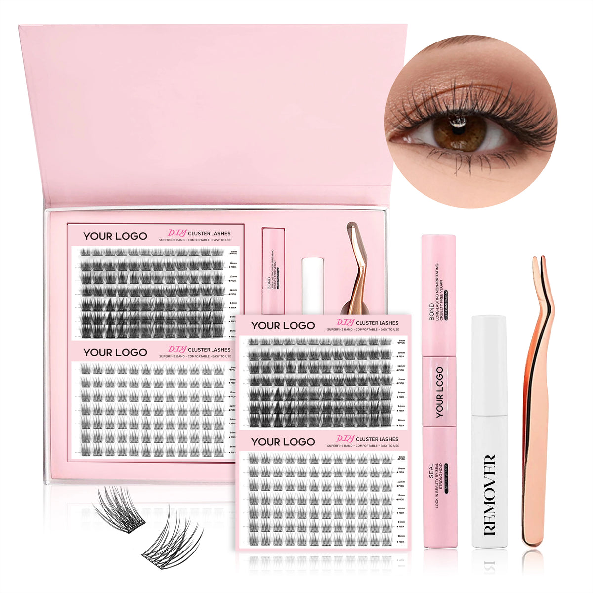 Diy Cluster Lashes Set 0.05 0.07mm Pre-Cut Eyelash Segment Lash Clusters Kit with Lash