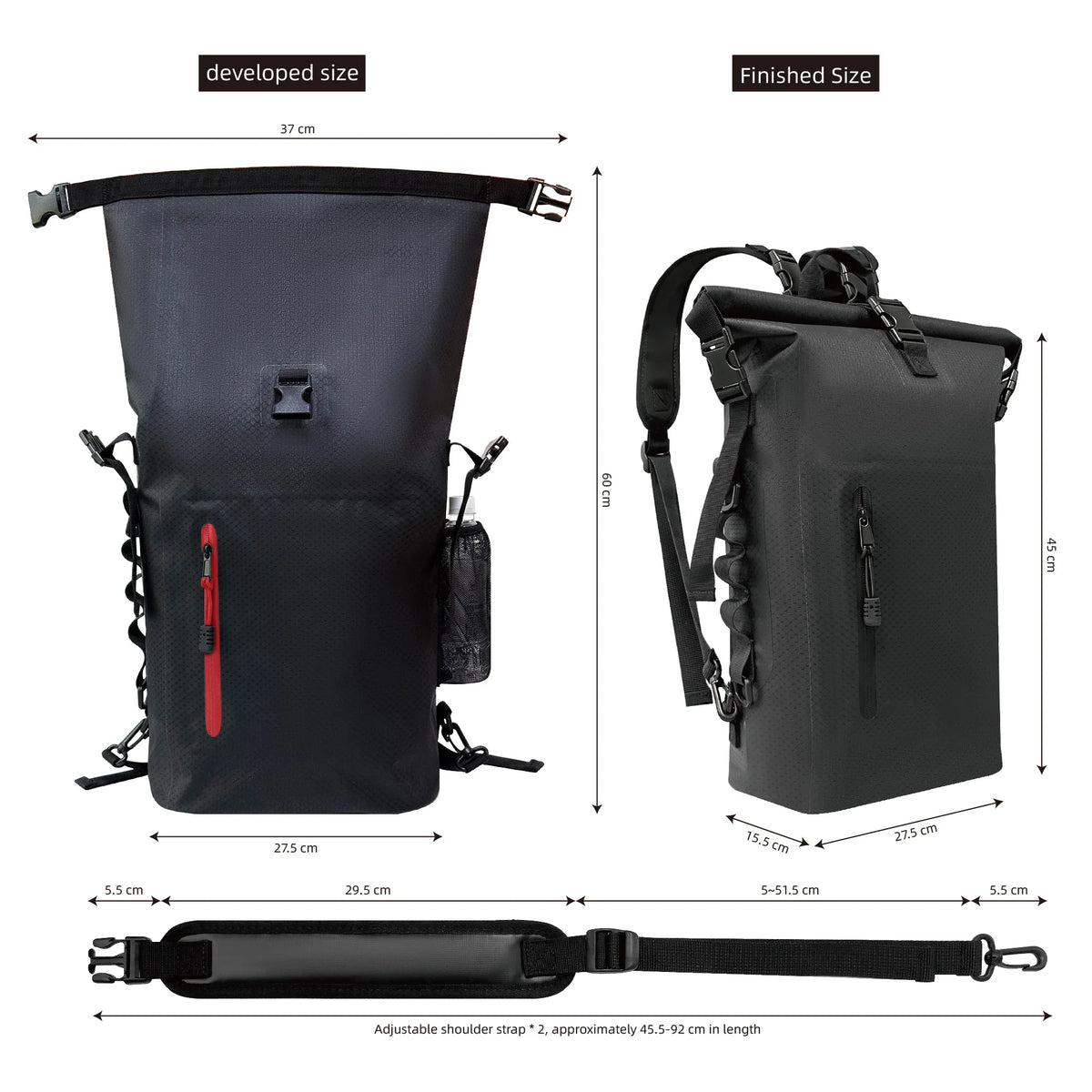 TPU Waterproof Folding Dry Bag 25L Large Capacity Camping Waterproof Backpack Portable
