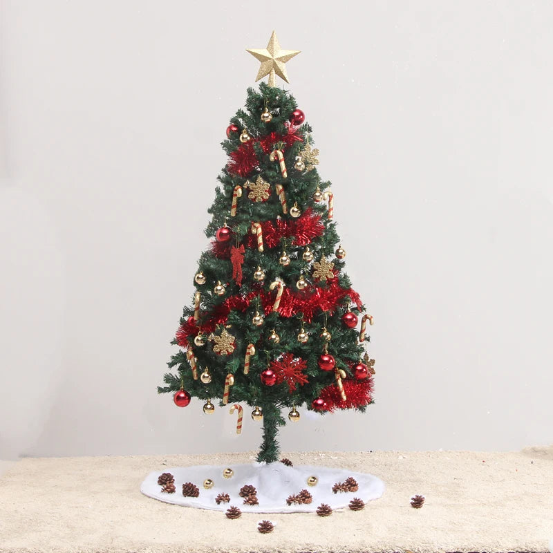 New Christmas Decorations Set PVC Tree with Top Star/Flake/Balls/Tinsel/Tree Skirt
