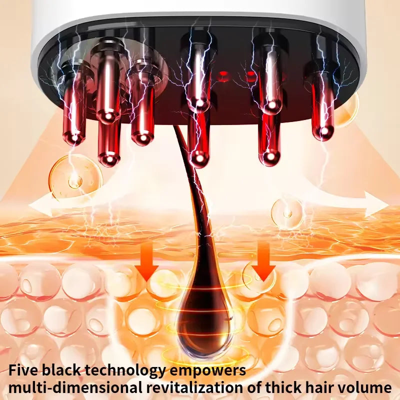 Electric Scalp Oil Applicator Comb with Red Light, White