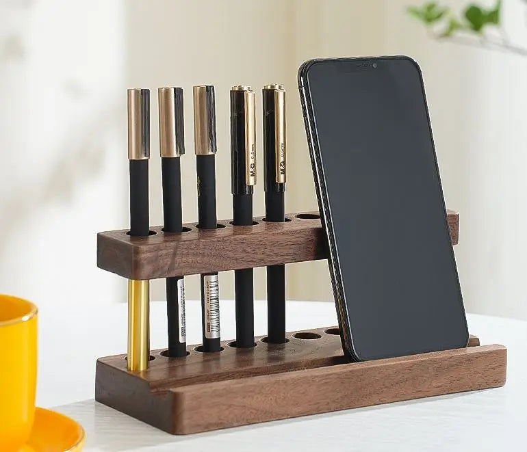 Solid Wood Painted Pen Rack Desk Organizer Multi Pen Stand Modern Fountain Pen Holder