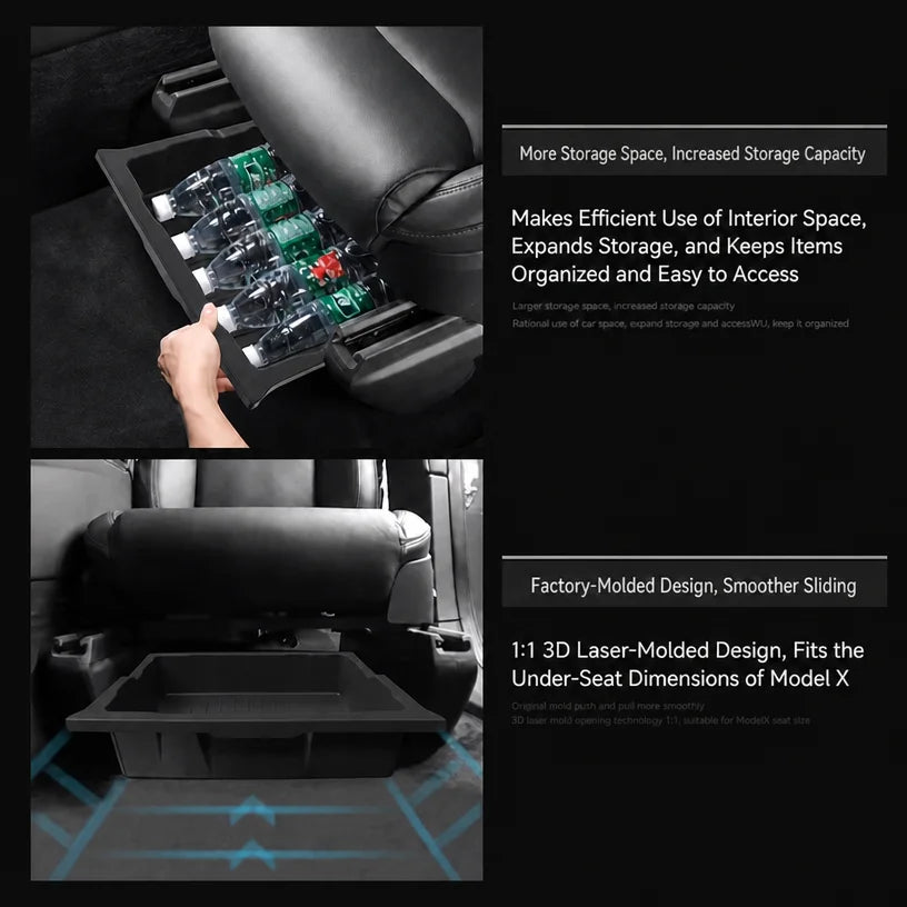 TPE Front Seat Car Seat Gap Filler Cup Holder Storage Box Tesla Model X Under-Seat