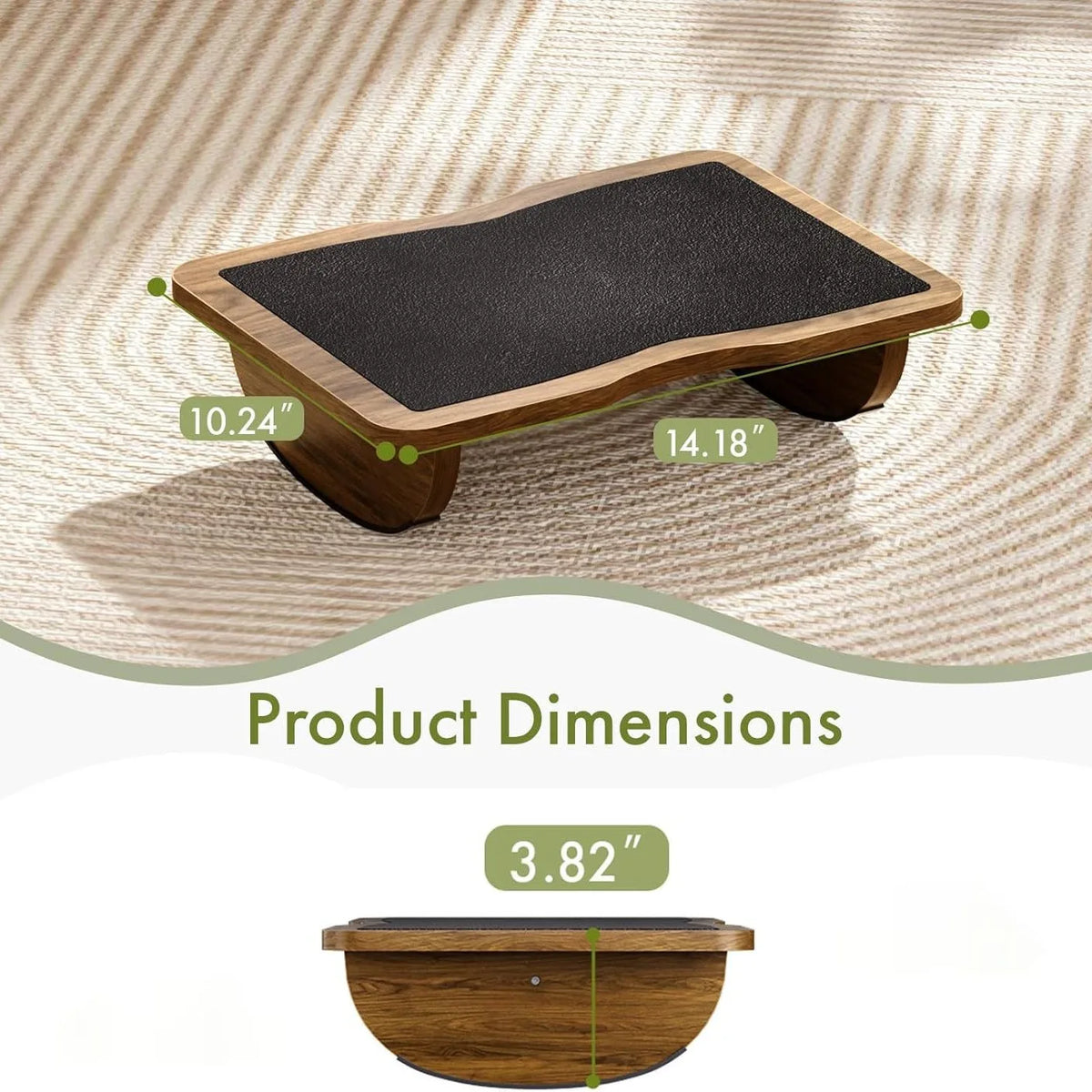 Wooden Footstool Low Stool Footrest Under-Desk Foot Pad Anti-Slip Office Legs