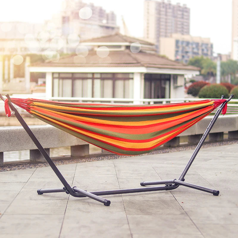 Outdoor Garden Camping Hammock Swing Chair Double Hammock with Steel Stand and Carrying