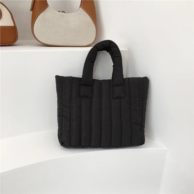 Simplicity Puffer Tote Bag Multiple Color Vertical Striped Quilted Puffer Handbag