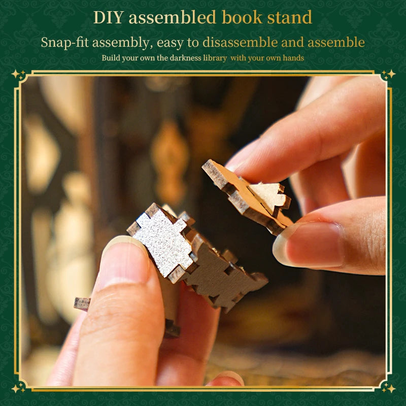 3d Puzzle Magic Diy Wooden Book Nook Kits Darkness Library Booknook Miniature House