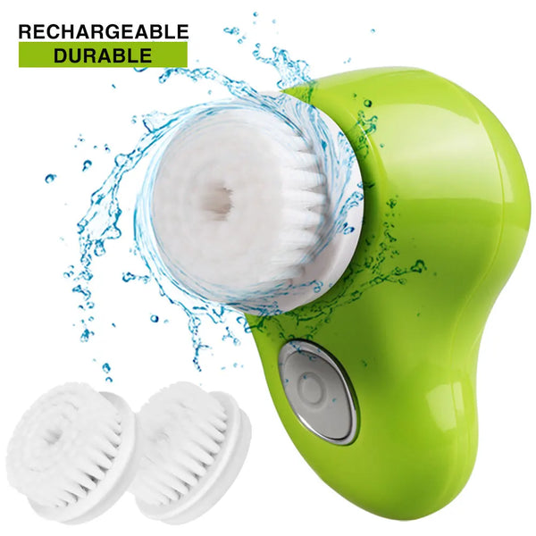 5 in 1 Face Exfoliating Electric Facial Cleaner Silicone Scrub Pore Cleaner Spin Sonic