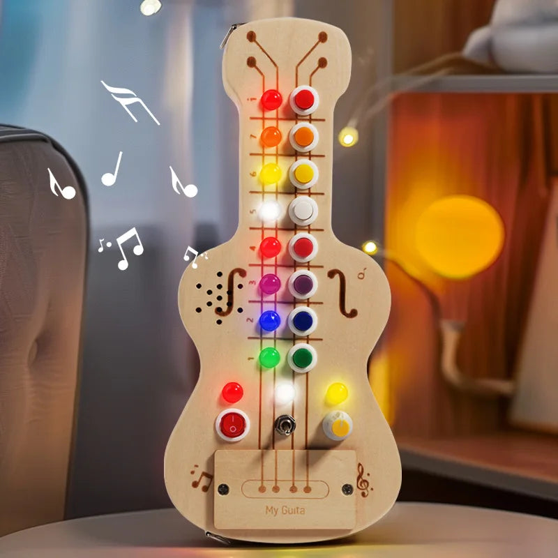 Montessori Sensory Busy Board for Toddlers LED Light Natural Wooden Activity CE Certified