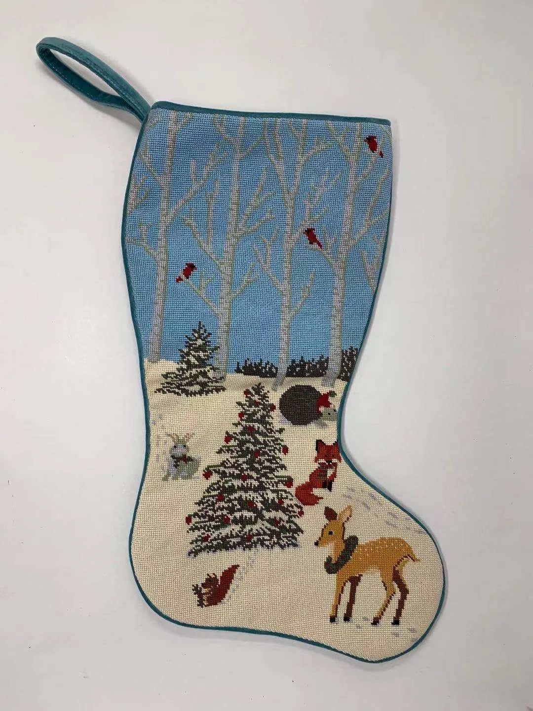 Handmade Custom Design Needlepoint Christmas Stocking