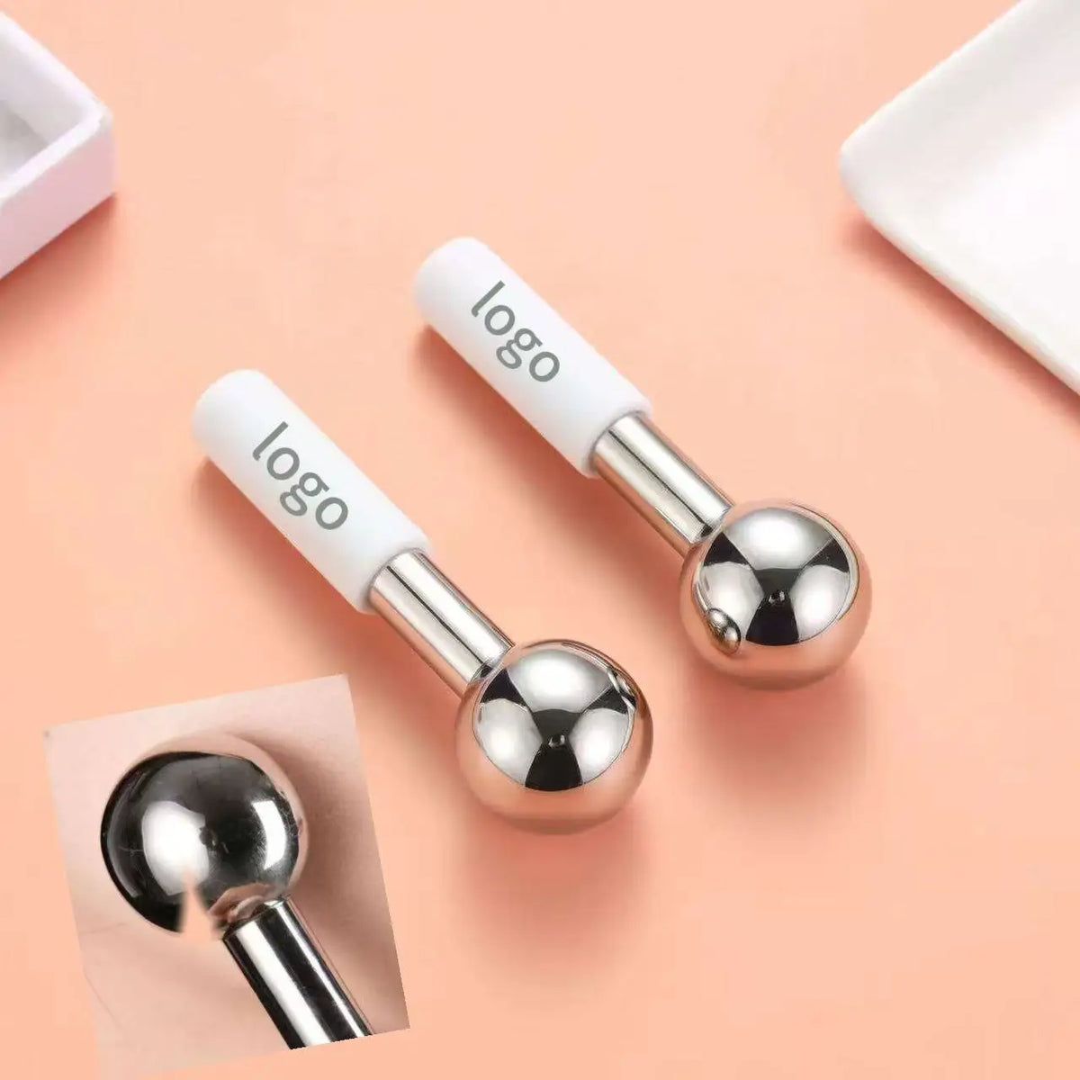 Custom Two Pack Handheld Ice Globes Cryo Stick Facial Ice Roller Massager for Face Eye
