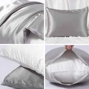 Customized 100% Satin Luxury Solid Pillowcase with Envelop/Zipper Closure for Home Use