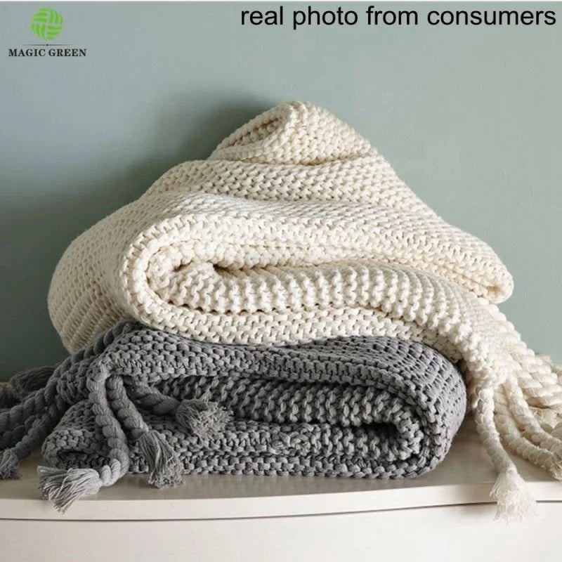 Magic Green Zero Defect 50da24-1100% Best Combed Cotton Chunky Like Hand Ladder Knit