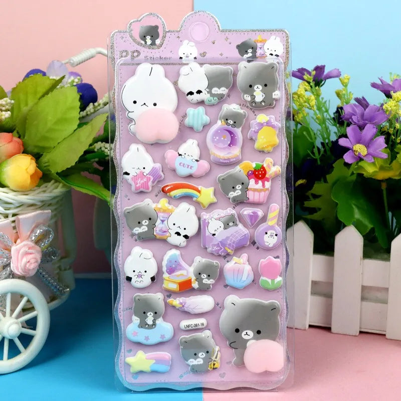 Cute Cartoon Animal Phone Decals, Squishy Adhesive Stickers