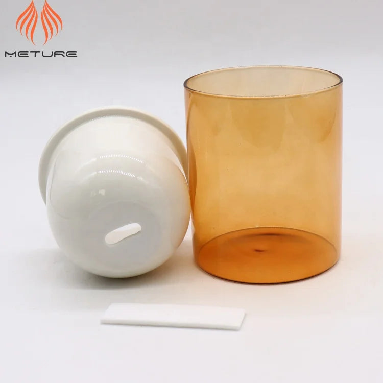 Indoor SELF-WATERING Orange GLASS and White CERAMIC Flower Pot Hydroponic Planter