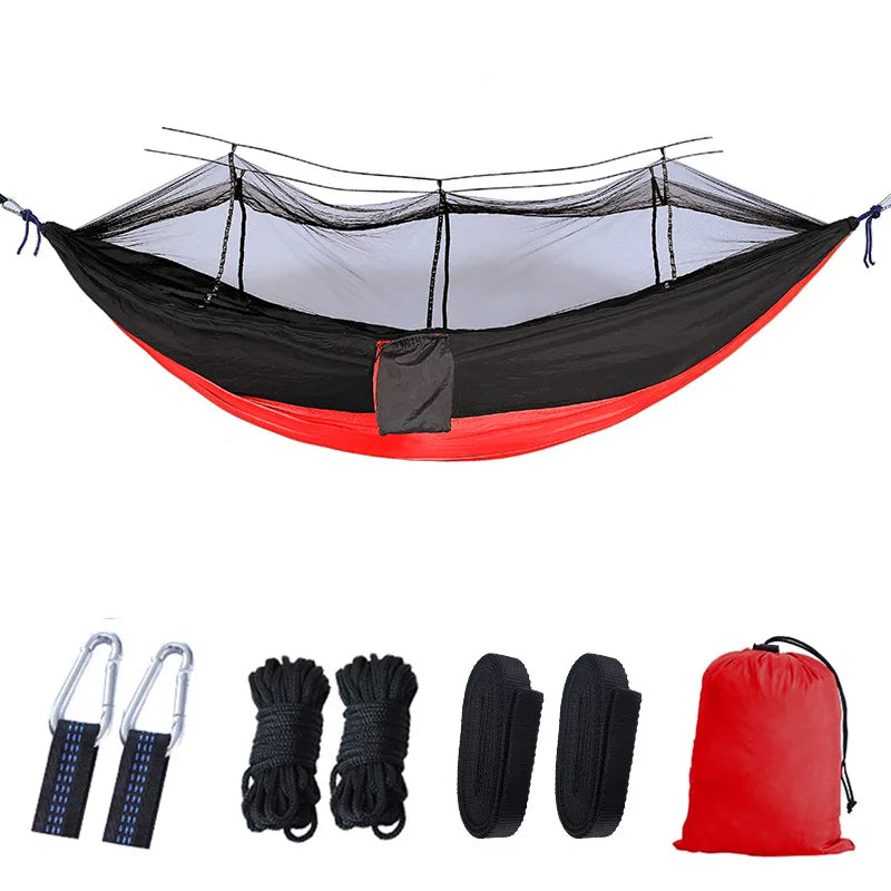 Outdoor Single Person Lightweight Foldable Hammock Mosquito Net Nylon Material 200kg
