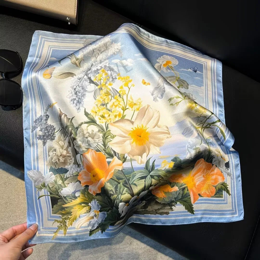 Luxury Silk Scarf for Women Pack Floral Style Multi-Functional All Season