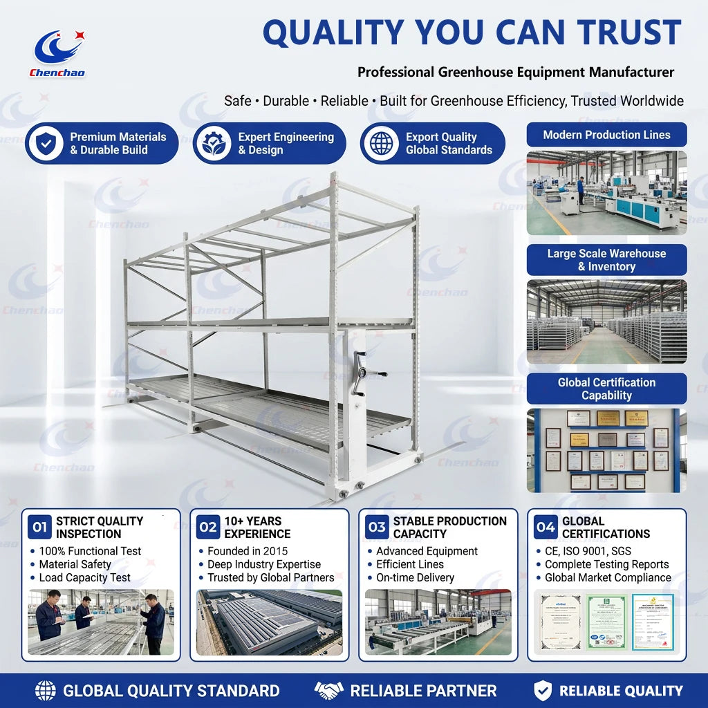 Chenchao Hydroponic System with ABS Trays, Vertical Propagation Rack and Greenhouse