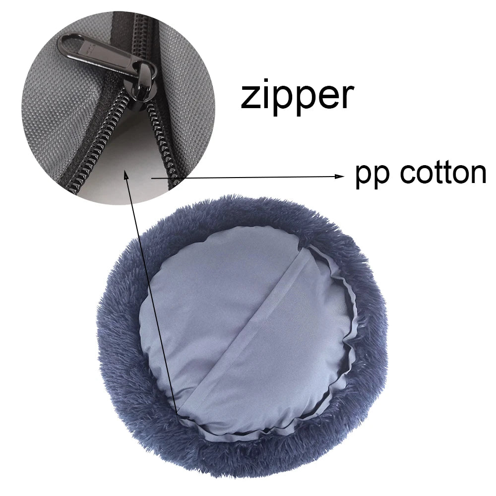 YangyangPet Fluffy Polyester Fiber Removable Cover Round Cozy Calming Donut Dog Bed