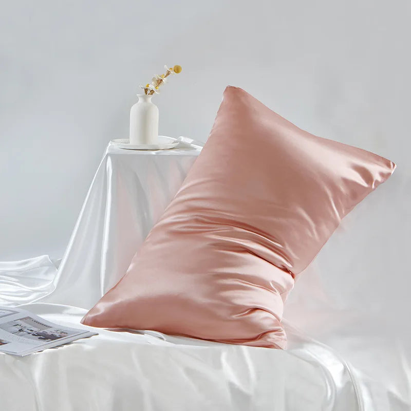 Double-Sided Satin Weave 100% Mulberry Silk Zippered Pillowcase 19 Momme for Bed Pillows